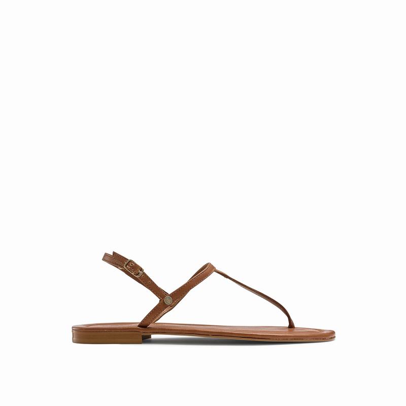 Russell & Bromley Pearl Toe-Post Sandals Womens Brown [GNZ9757VY]